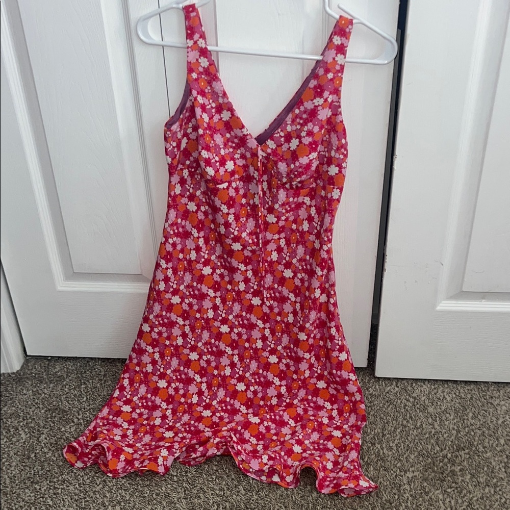Express Pink and Orange Floral Dress VINTAGE FROM 2000s